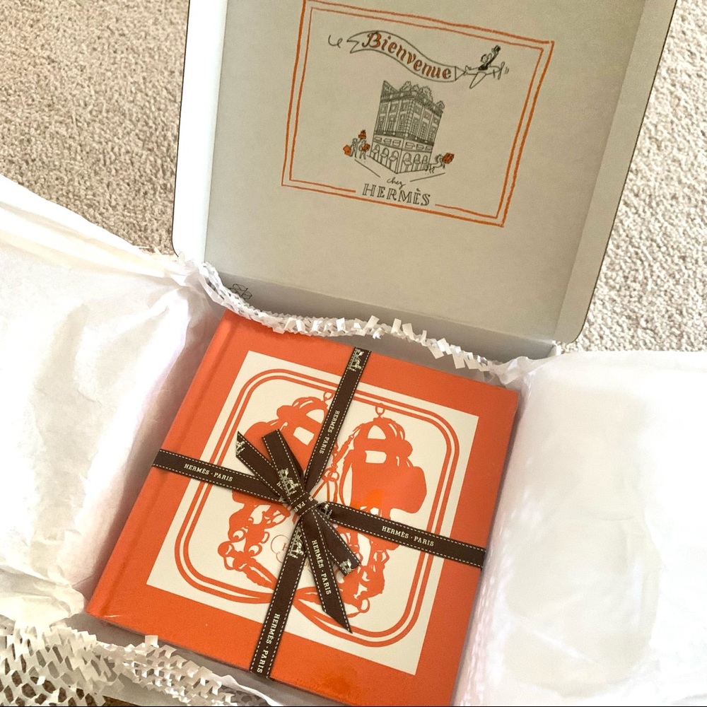 Hermes Vibrant Orange Journal with Elegant Black Ribbon